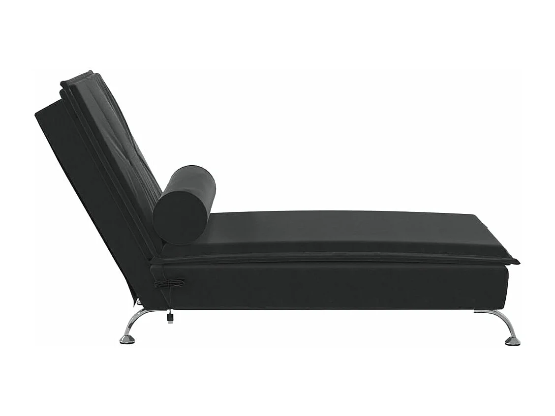 Chaise longue de massage avec traversin noir velours FR97518