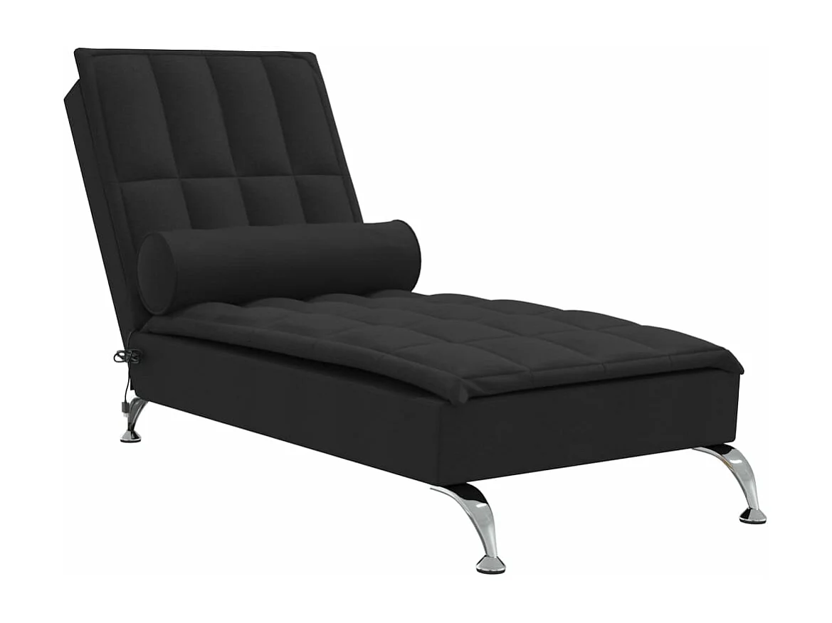 Chaise longue de massage avec traversin noir tissu FR24046