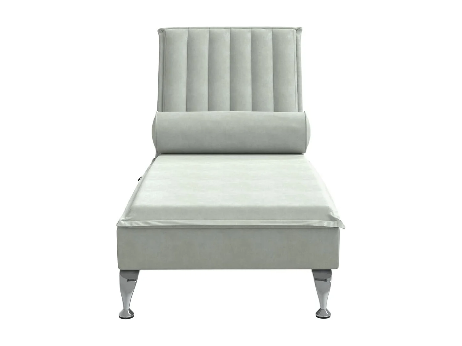 Chaise longue de massage avec traversin gris clair velours FR72196