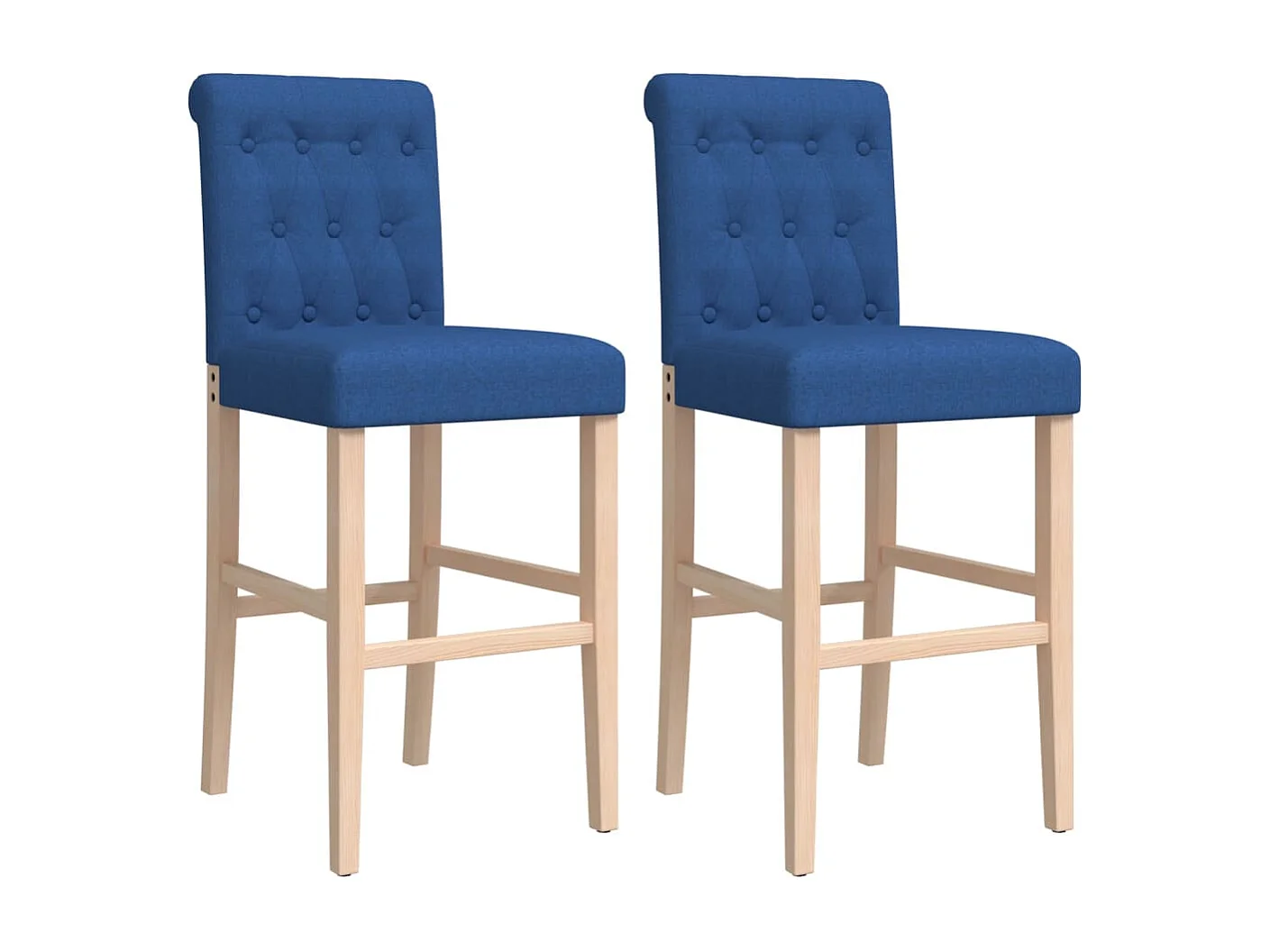 Lot de 2 Tabourets de bar bois massif d'hévéa et tissu FR53106