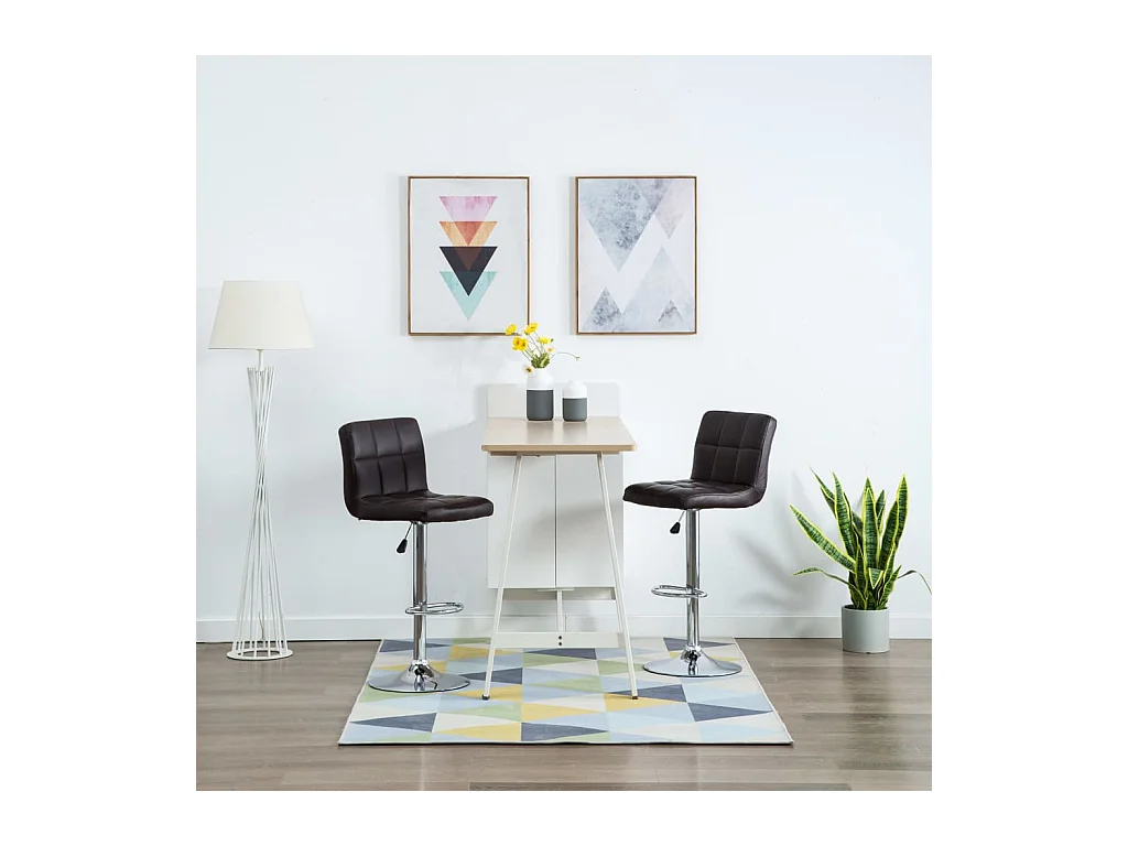 Lot de 2 Tabourets de bar marron similicuir FR81719