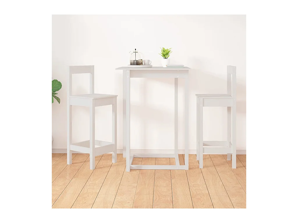 Lot de 2 Tabourets de bar blanc 40x41,5x112 cm bois de pin solide FR34764