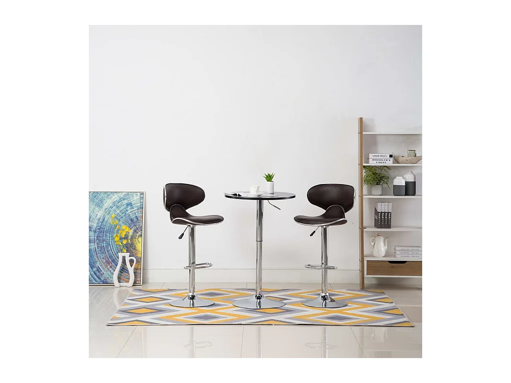 Lot de 2 Tabourets de bar marron similicuir FR34435