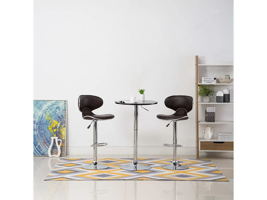 Lot de 2 Tabourets de bar marron similicuir FR34435
