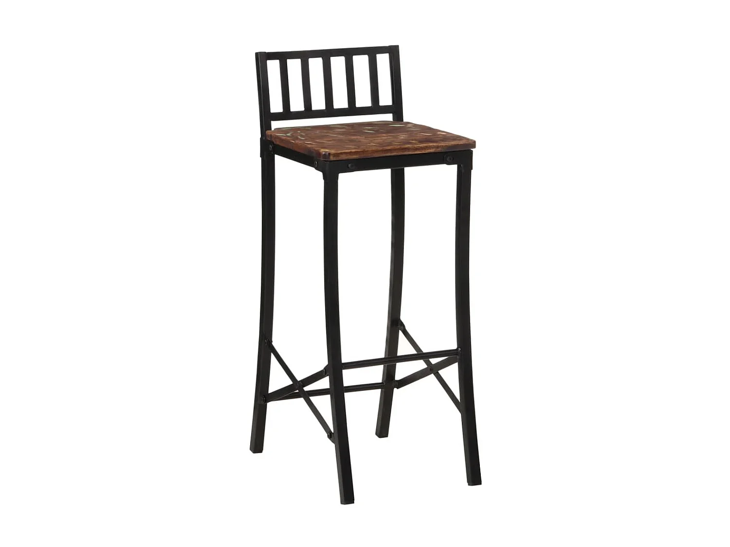 Lot de 2 Tabourets de bar bois de récupération massif FR80695