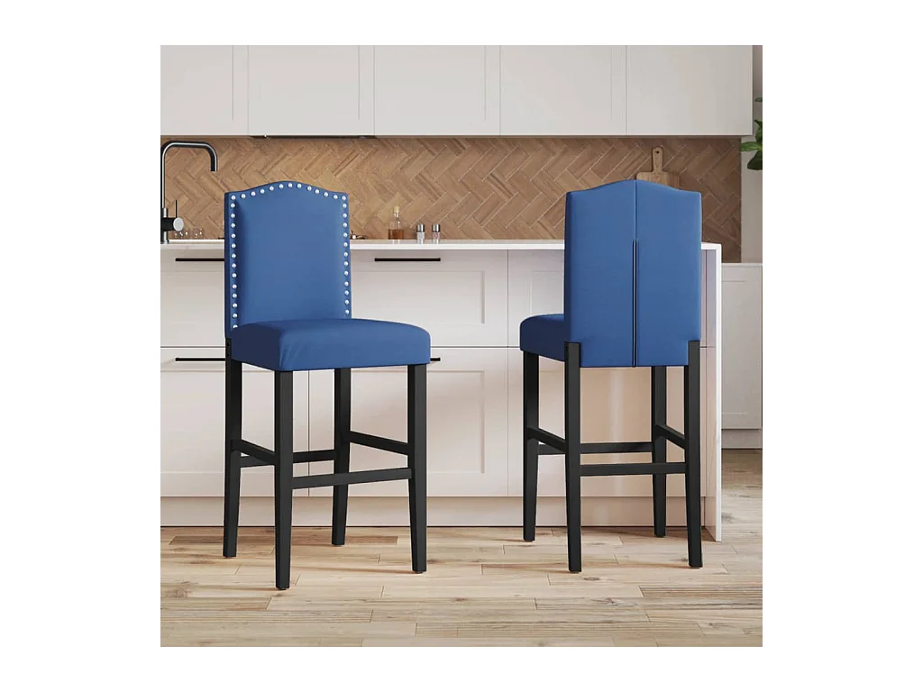 Lot de 2 Tabourets de bar bois massif d'hévéa et tissu FR69352
