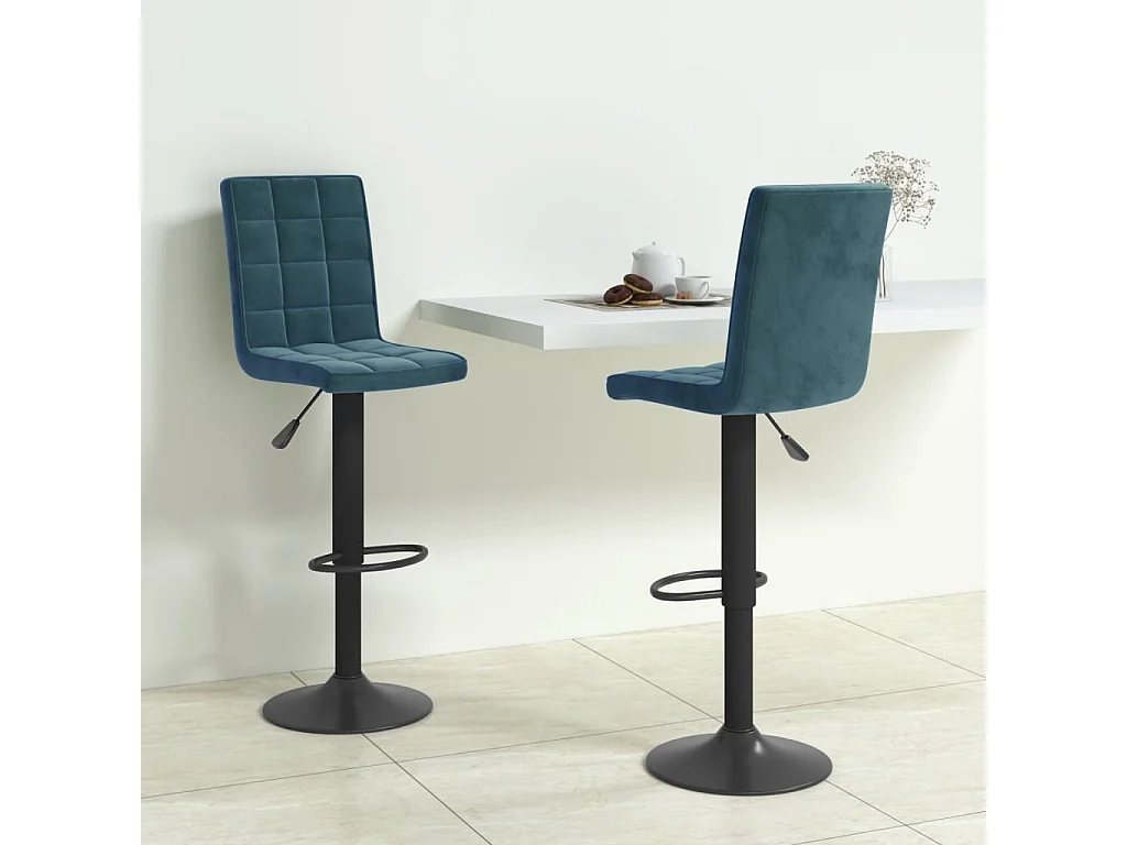 Lot de 2 Tabourets de bar bleu velours FR69596