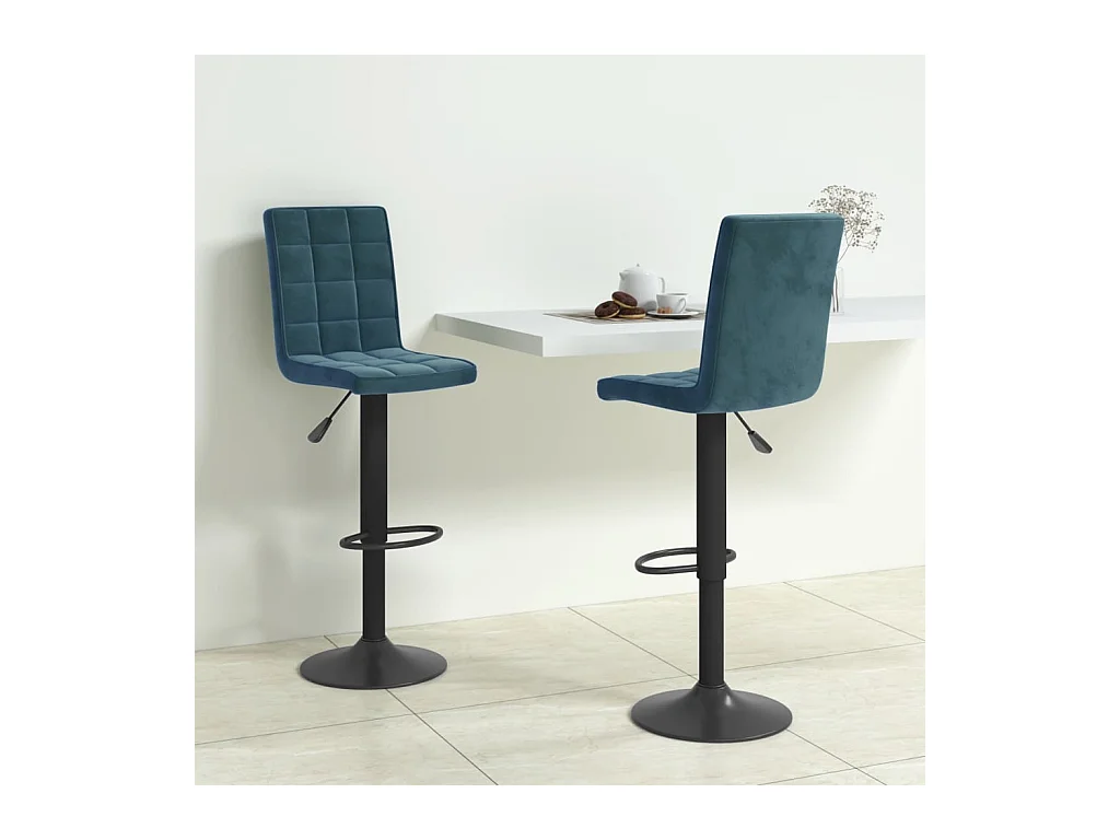 Lot de 2 Tabourets de bar bleu velours FR69596