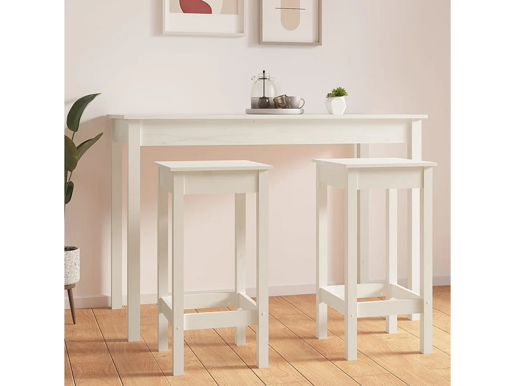 Barstoelen 2 st 40x40x78 cm massief grenenhout wit BE797315