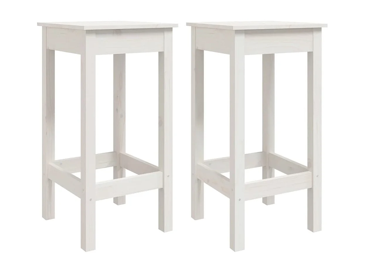 Barstoelen 2 st 40x40x78 cm massief grenenhout wit BE797315