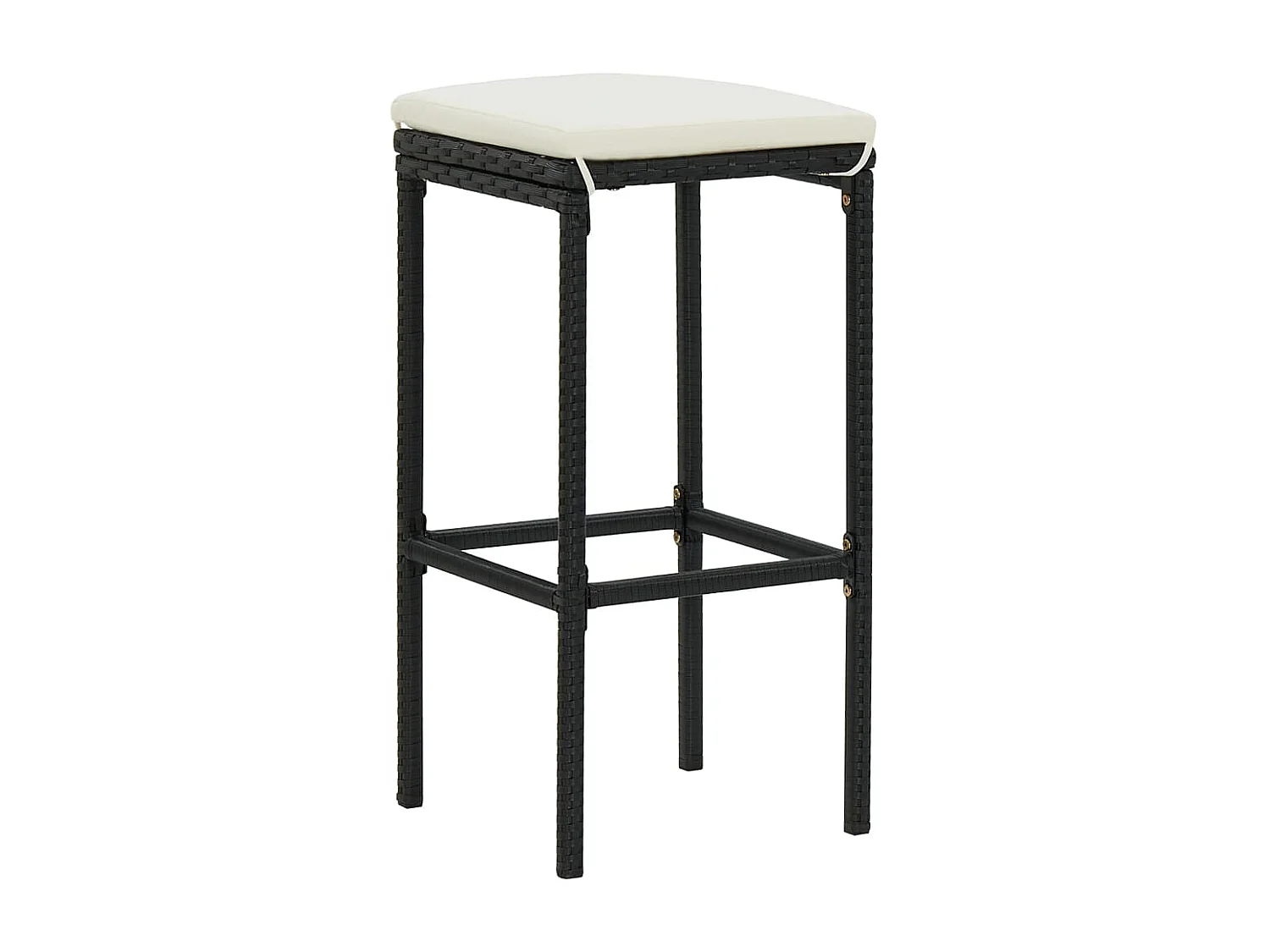 Lot de 3 Tabourets de bar avec coussins noir résine tressée FR18884