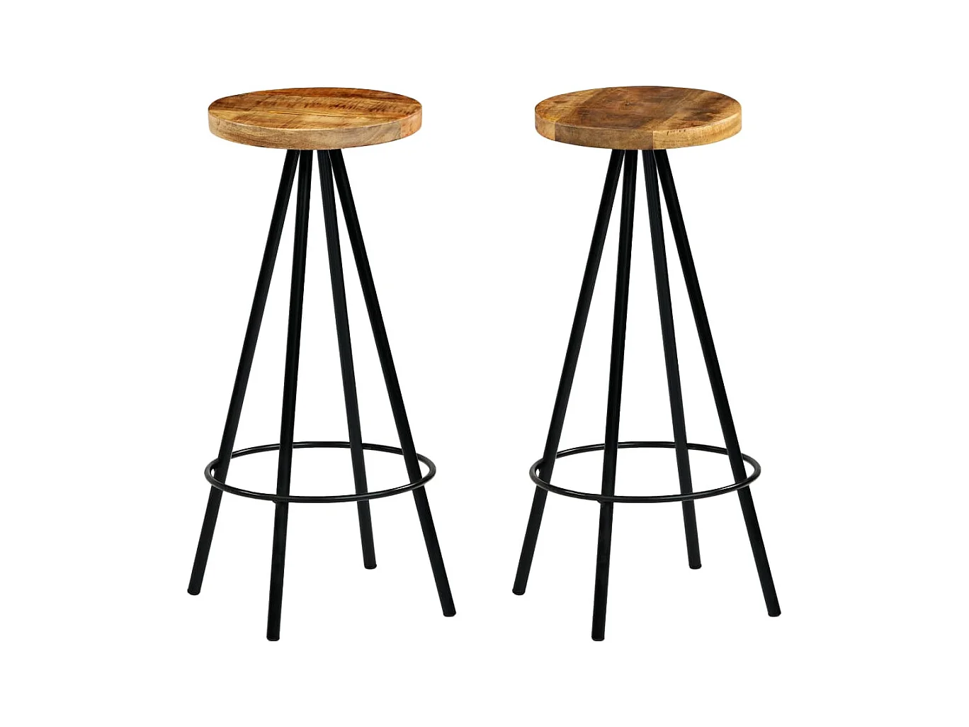 Lot de 2 Tabourets de bar bois de manguier solide FR23866