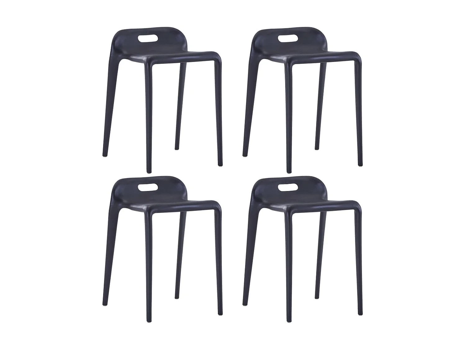 Lot de 4 Tabourets bas empilables noir plastique FR42683