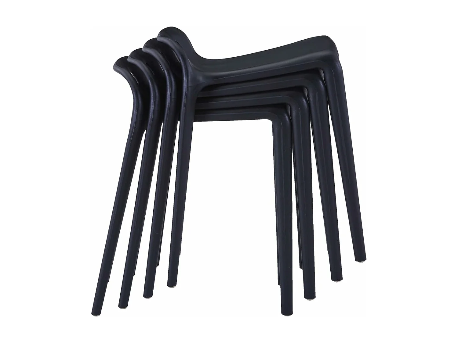 Lot de 4 Tabourets bas empilables noir plastique FR42683