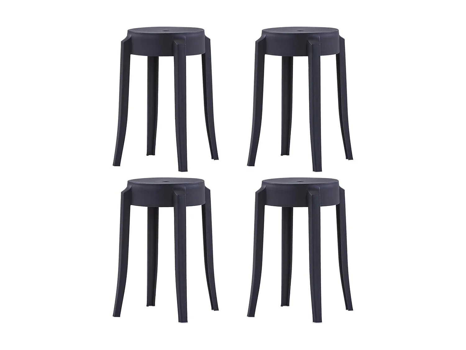 Bancos empilháveis 4 pcs plástico preto PT135003
