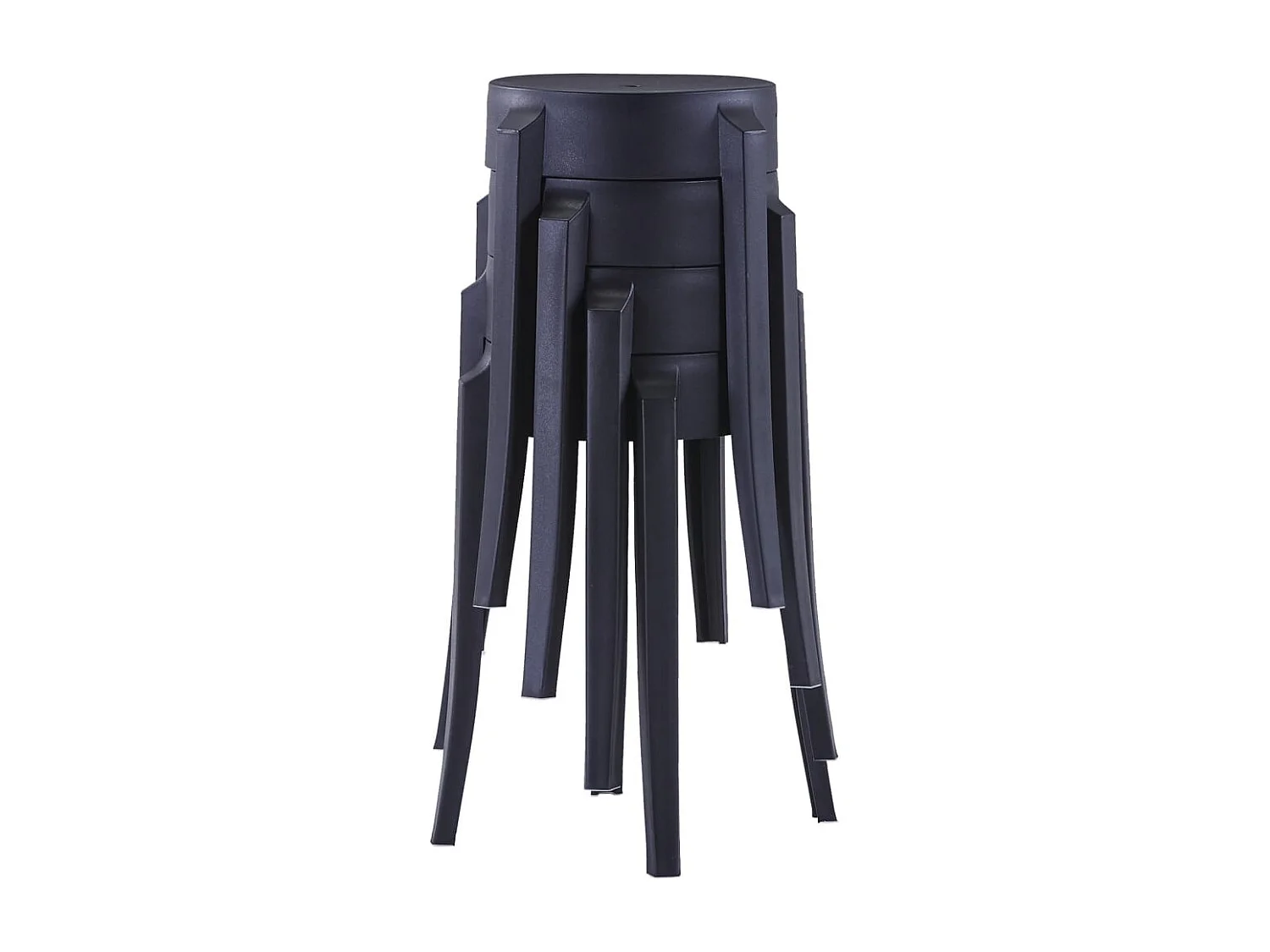 Bancos empilháveis 4 pcs plástico preto PT135003