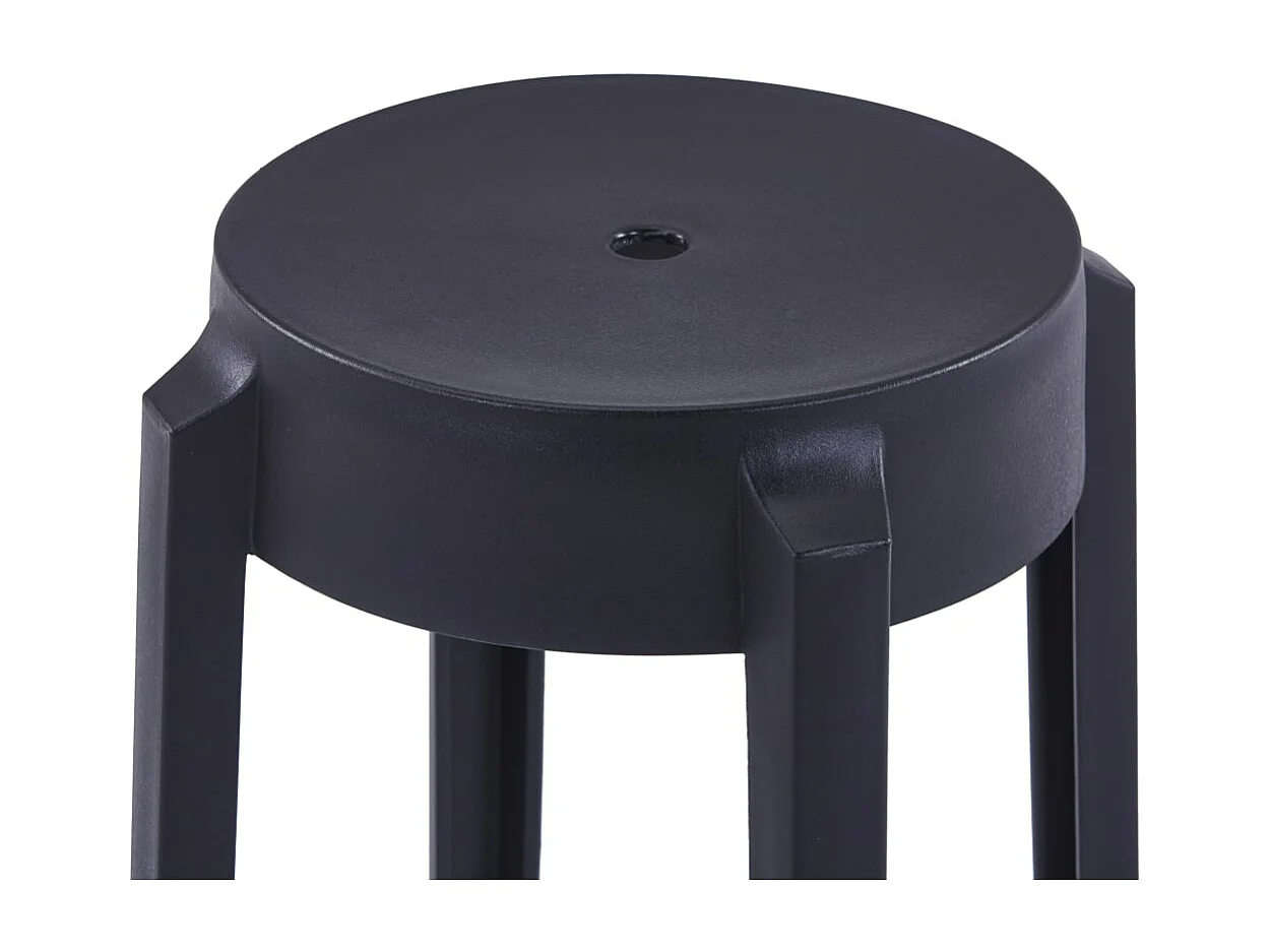 Bancos empilháveis 4 pcs plástico preto PT135003