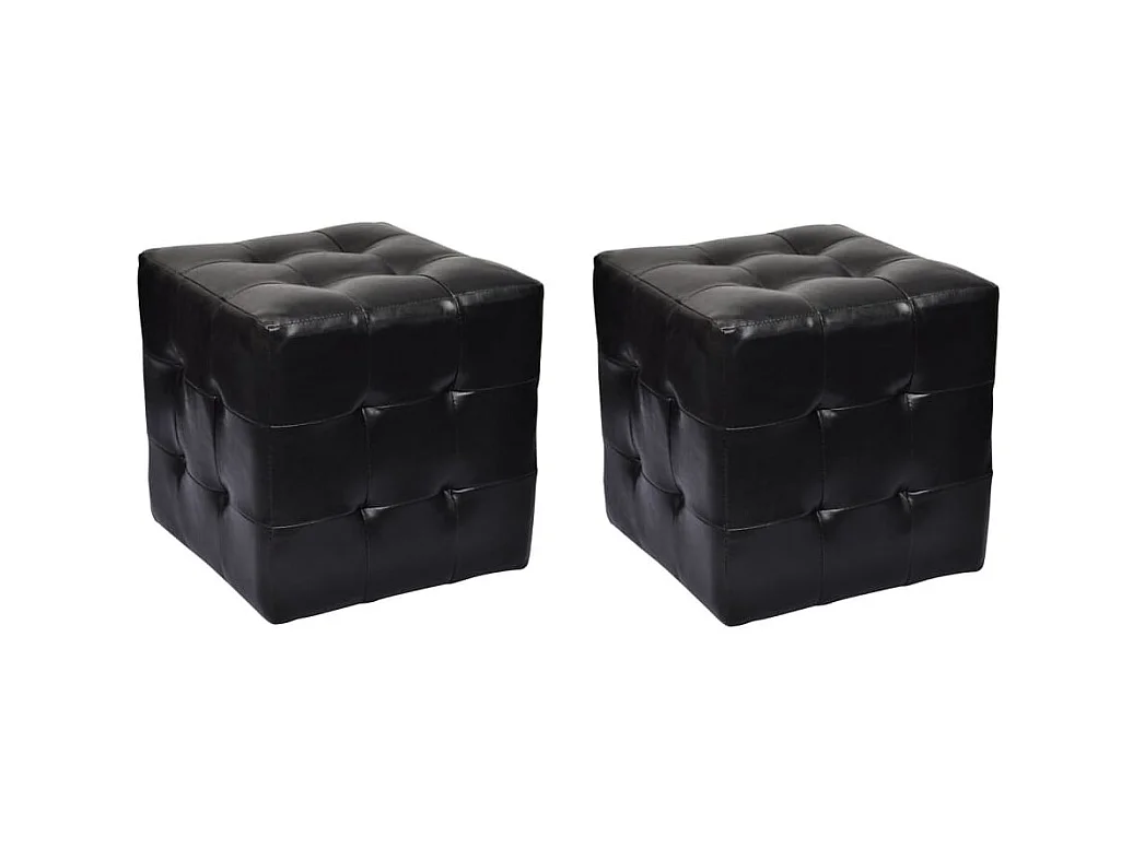 Lot de 2 Tabourets bas cube Noir FR66099