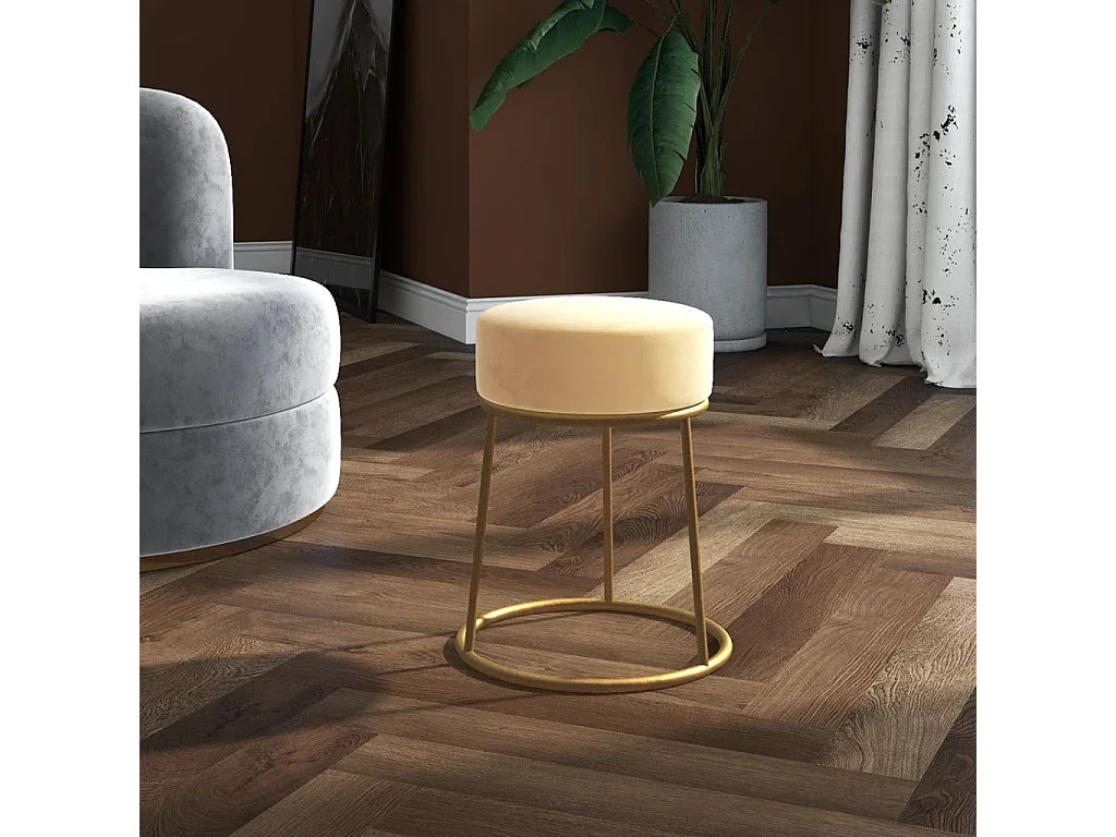 Tabouret bas rond Abricot Velours FR23981