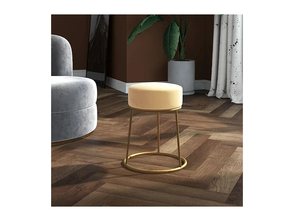 Tabouret bas rond Abricot Velours FR23981