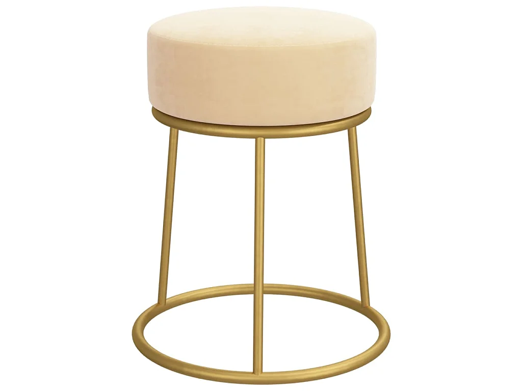 Tabouret bas rond Abricot Velours FR23981