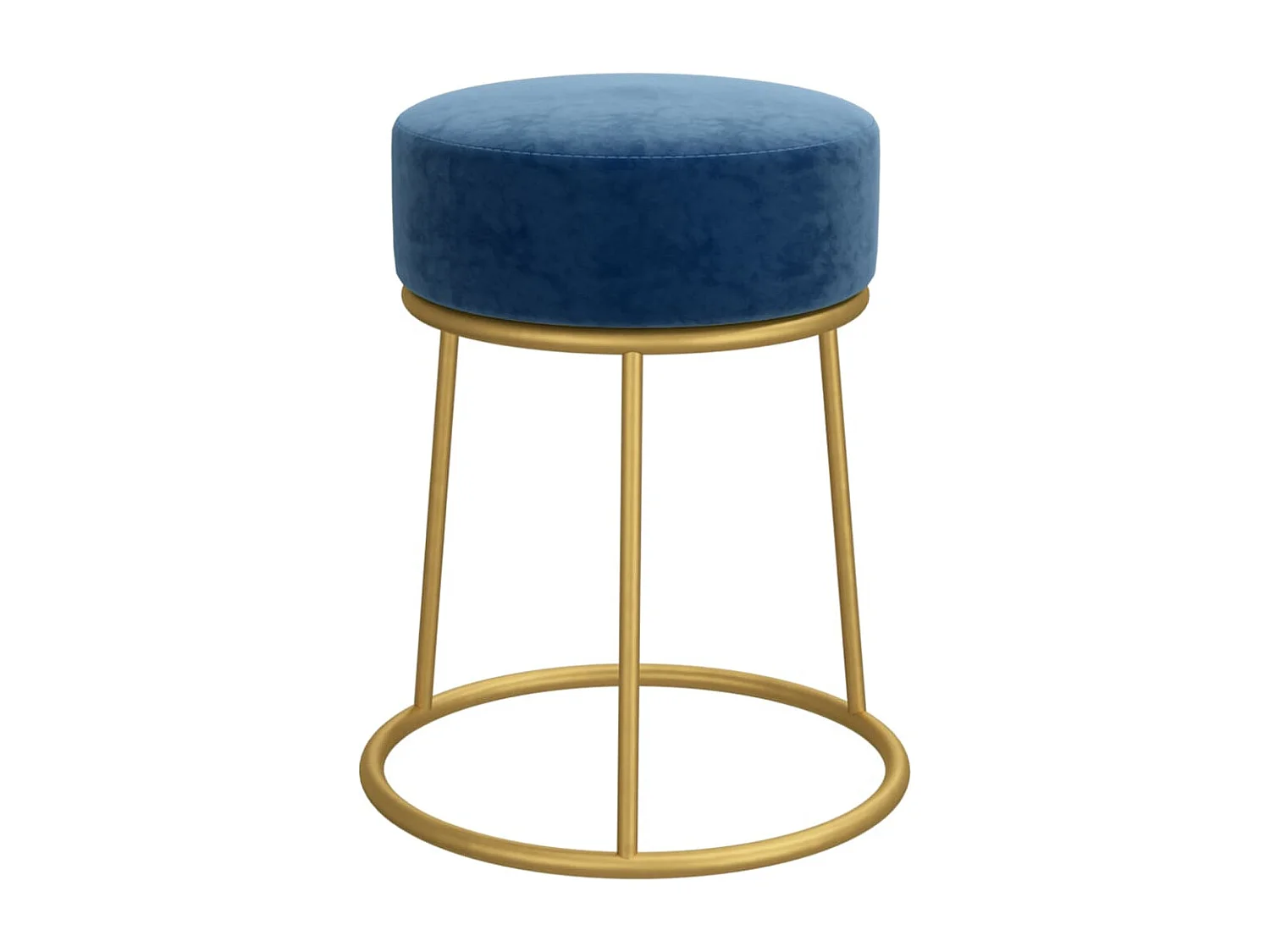 Hocker redondo azul terciopelo ES835542