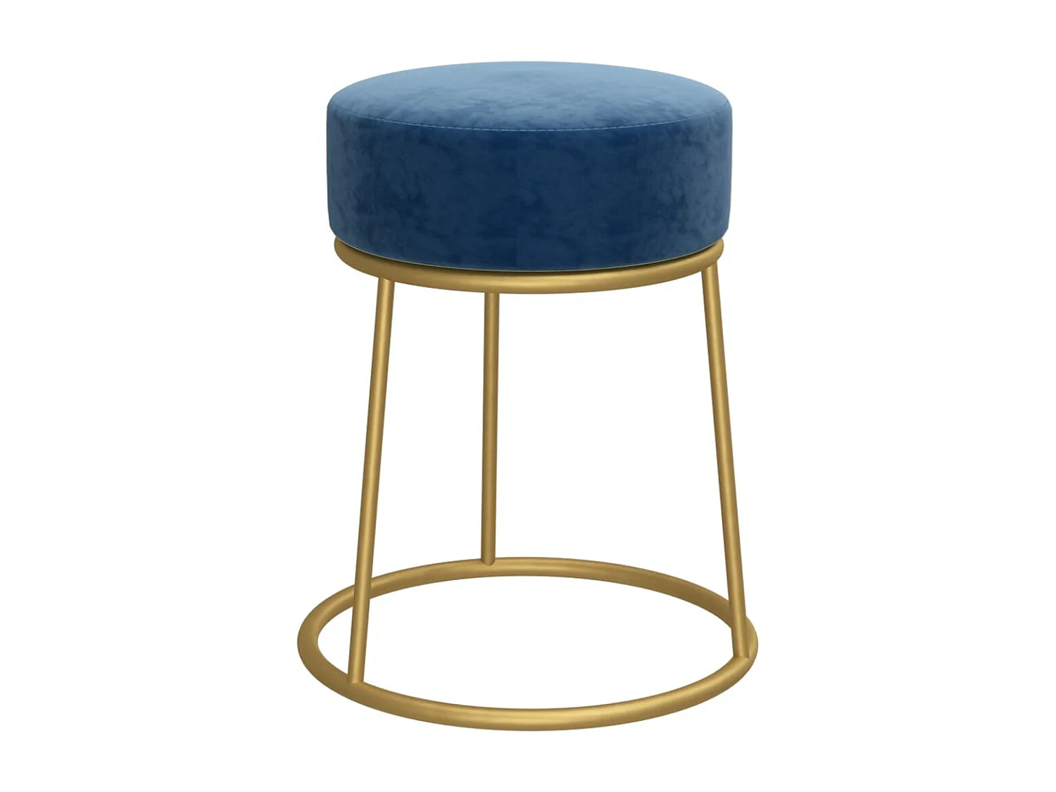 Hocker redondo azul terciopelo ES835542