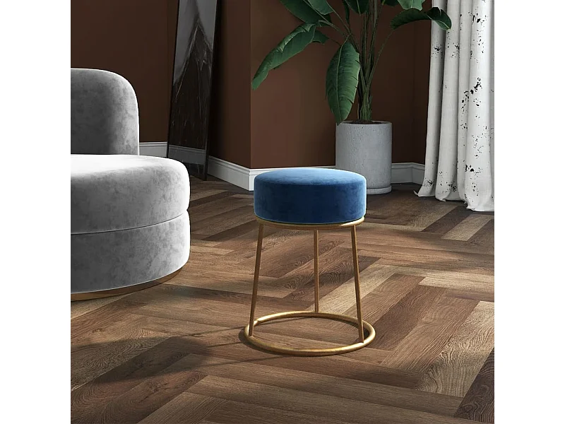 Tabouret bas rond Bleu Velours FR59200