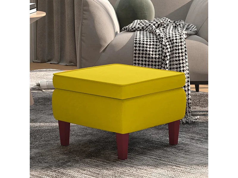 Taburete con patas de madera terciopelo amarillo ES158870