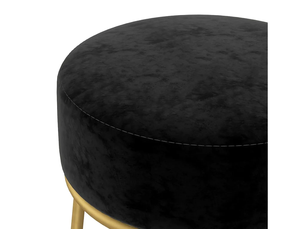 Tabouret bas rond Noir Velours FR49203