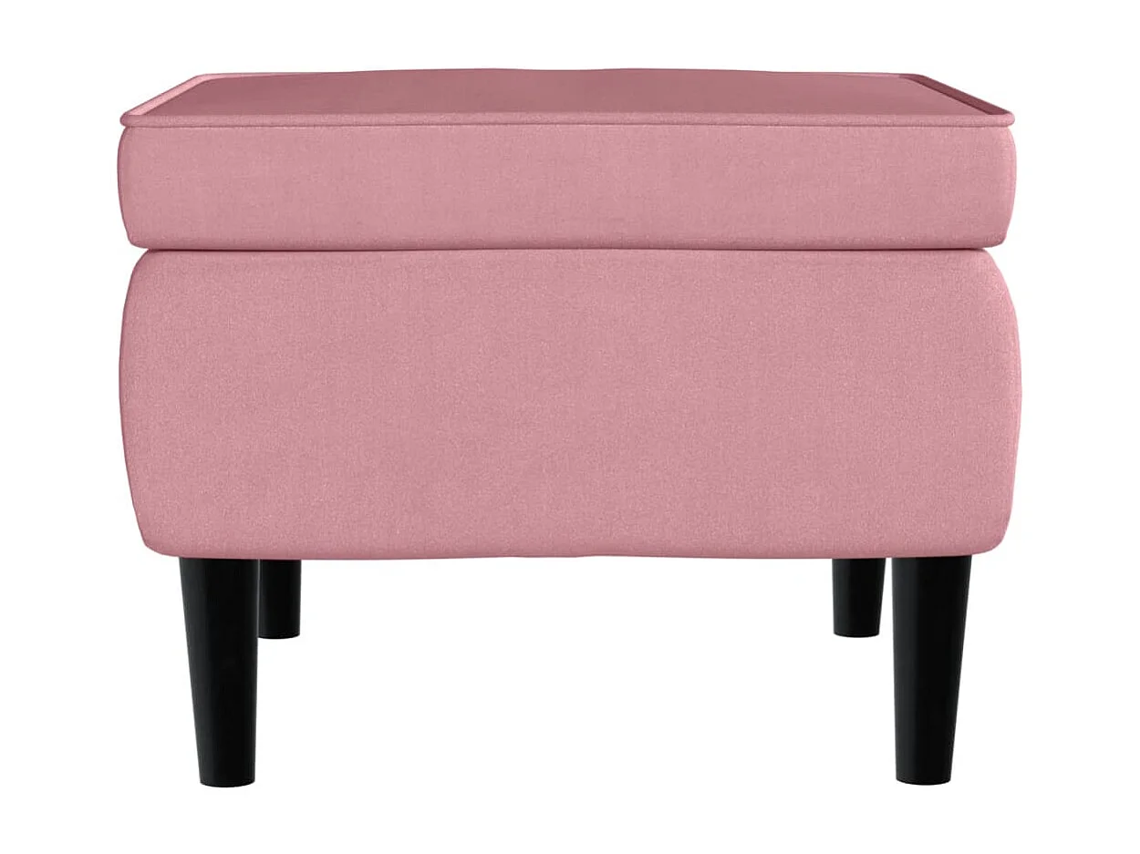 Tabouret bas avec pieds en bois Rose Velours FR75114
