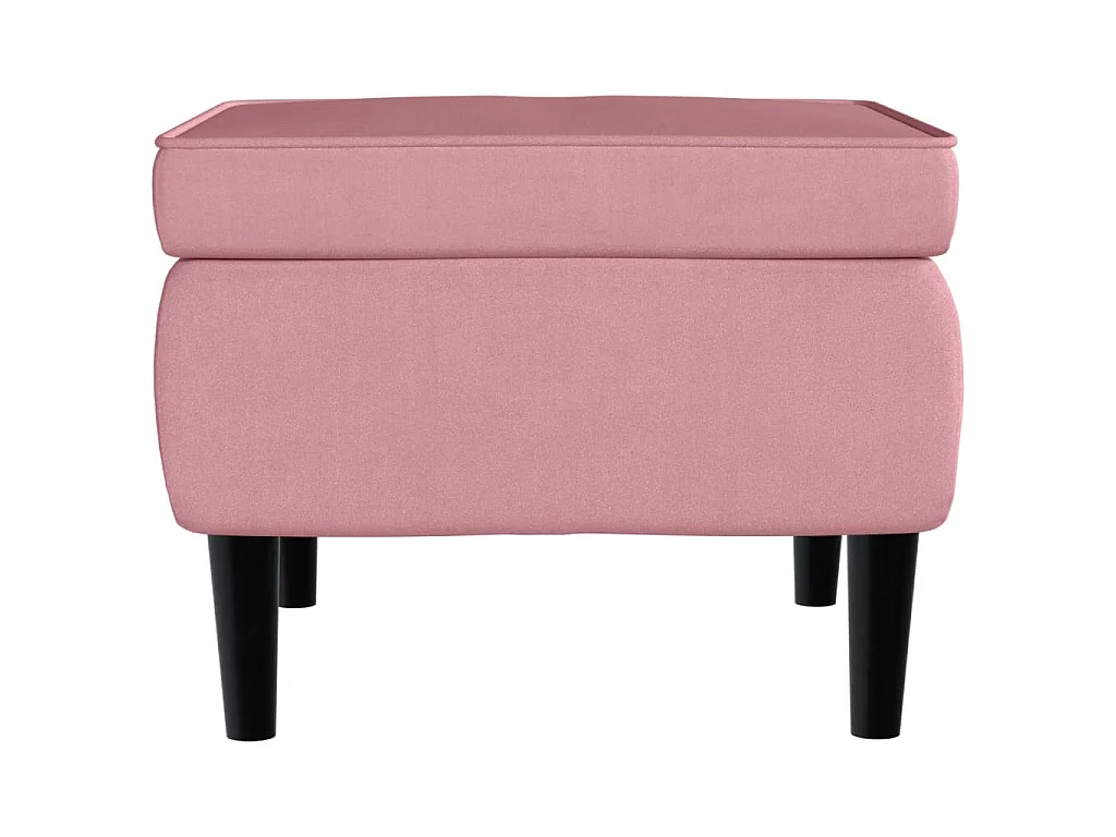 Taburete con patas de madera terciopelo rosa ES618781