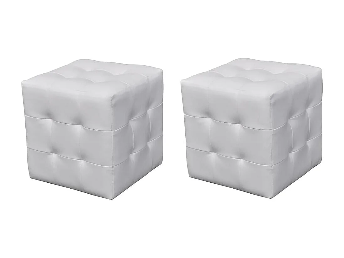 Lot de 2 Tabourets bas cube Blanc FR54646