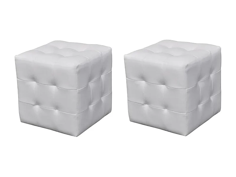 Lot de 2 Tabourets bas cube Blanc FR54646