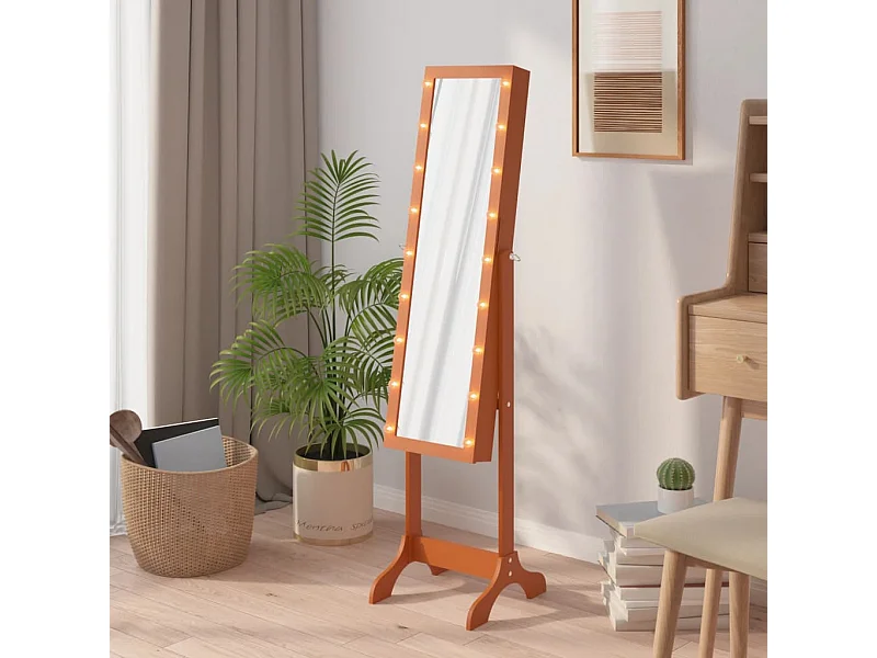 Miroir sur pied blanc avec LED 34x37x146 cm FR98878