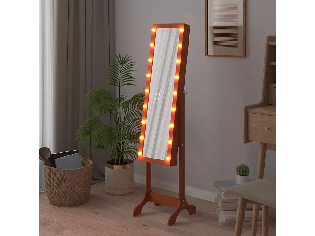 Miroir sur pied blanc avec LED 34x37x146 cm FR98878
