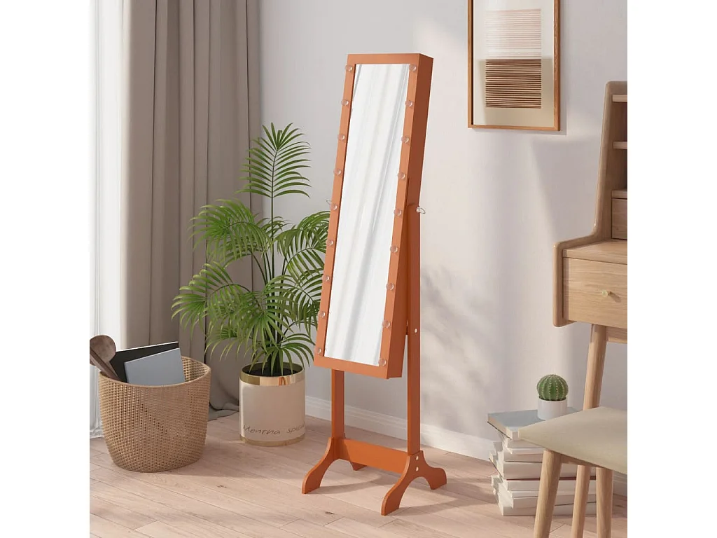Miroir sur pied blanc avec LED 34x37x146 cm FR98878