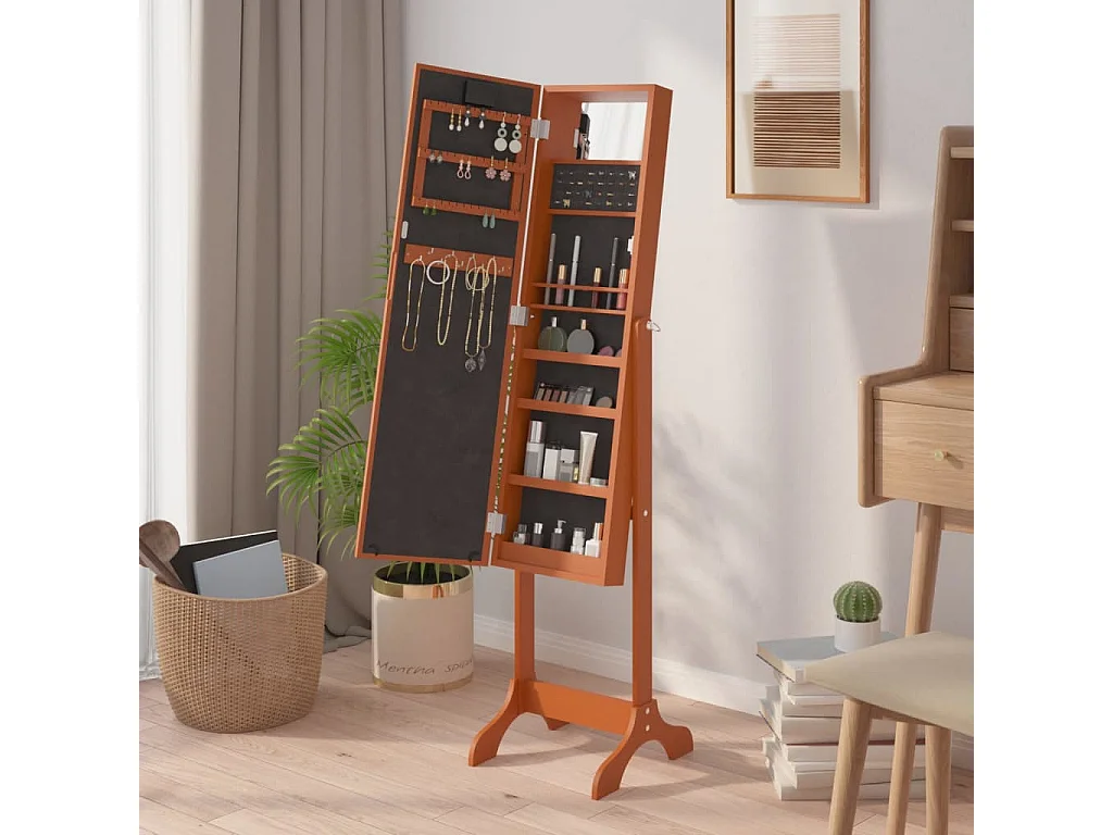 Miroir sur pied blanc avec LED 34x37x146 cm FR98878