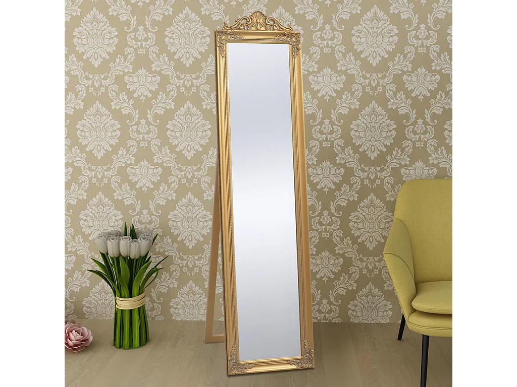 Miroir sur pied Style baroque 160x40 cm Doré FR69626