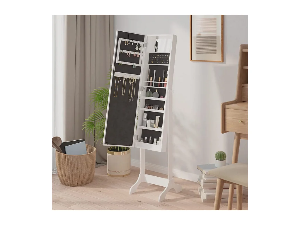 Spiegel vrijstaand met LED's 34x37x146 cm wit BE531365