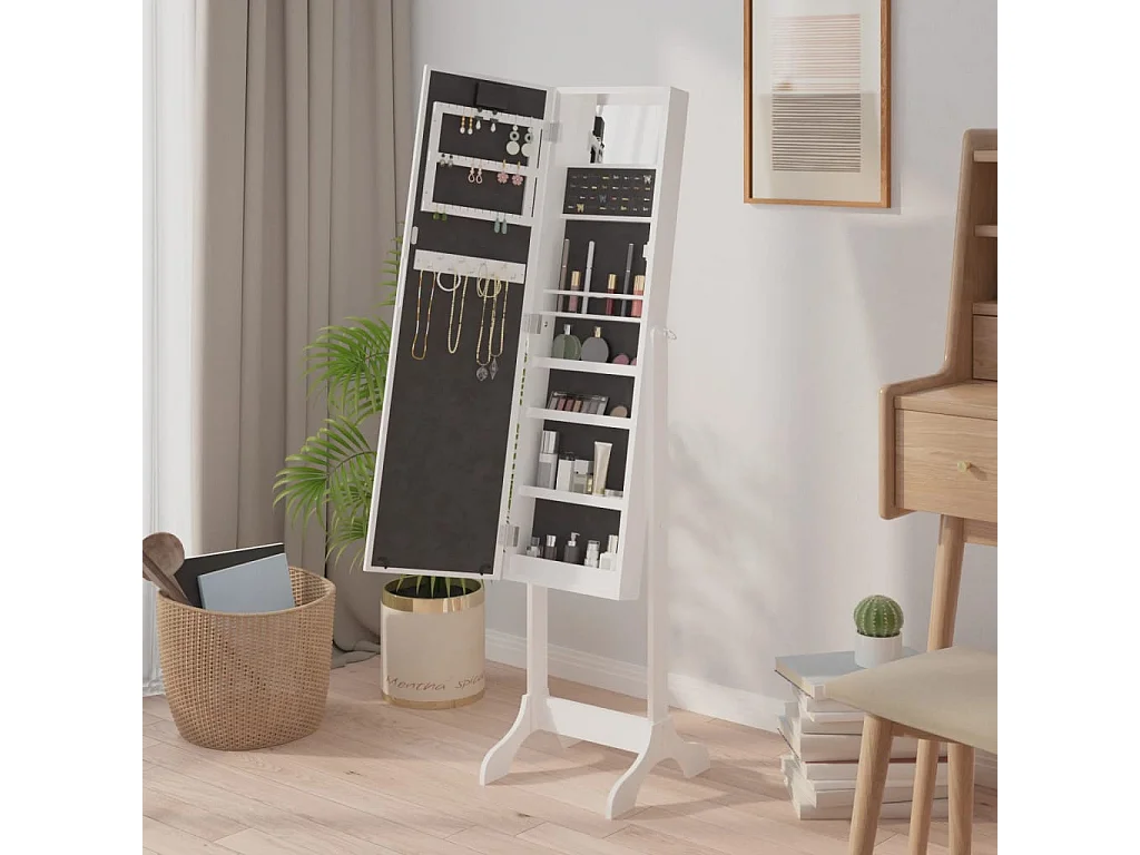 Espelho de pé com luzes LED 34x37x146 cm branco PT304528