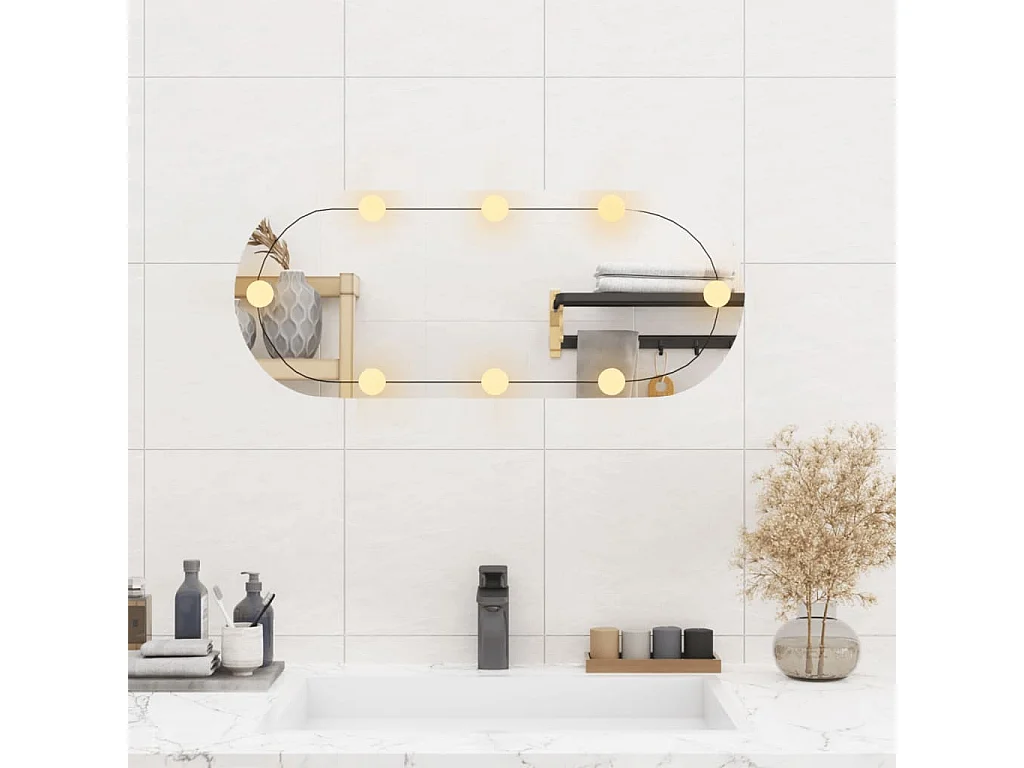 Miroir mural avec lumières LED 30x70 cm verre ovale FR61435