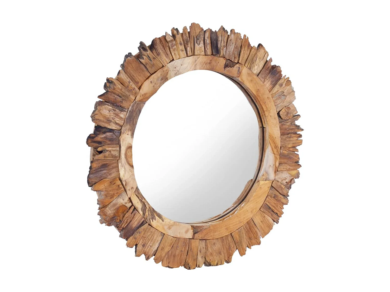Wandspiegel rond 60 cm teakhout BE910891