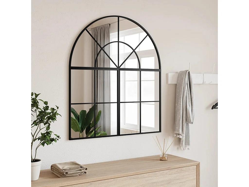 Espejo de pared arco de hierro negro 80x40 cm ES286497