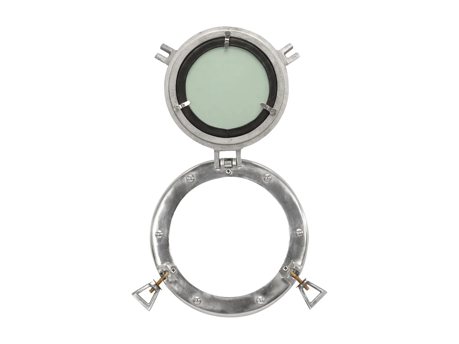 Miroir en forme de hublot mural Ø23 cm aluminium et verre FR14681