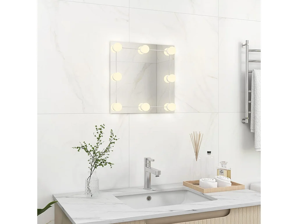 Miroir mural avec lampes LED Carré Verre FR17951