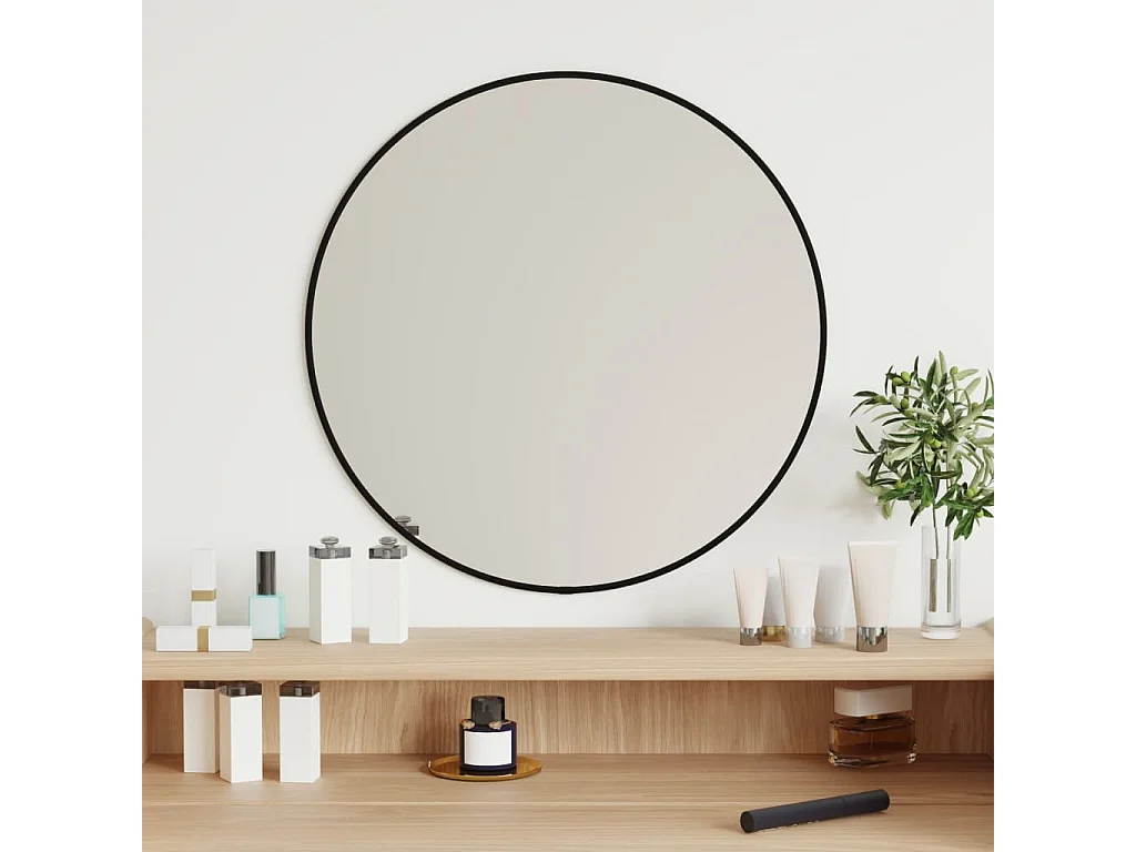 Wandspiegel rond Ø50 cm zwart BE913860