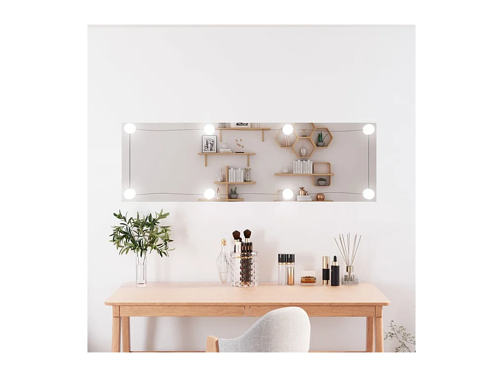 Espejo de pared rectangular con luces LED vidrio 30x100 cm ES866563