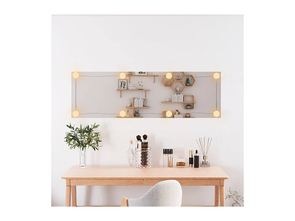 Espejo de pared rectangular con luces LED vidrio 30x100 cm ES866563
