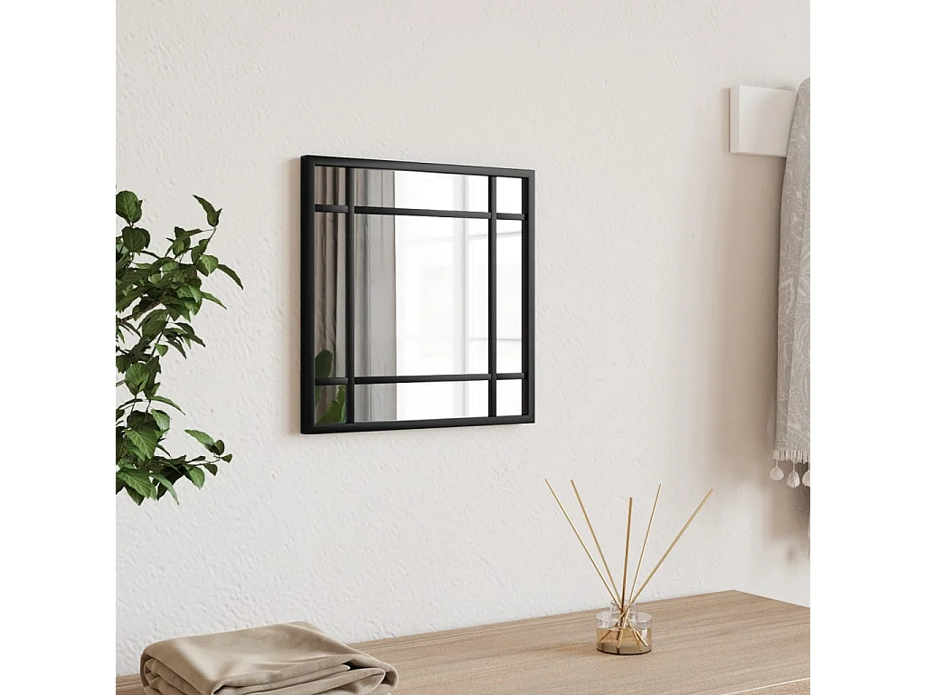 Miroir mural noir 30x30 cm carré fer FR31208